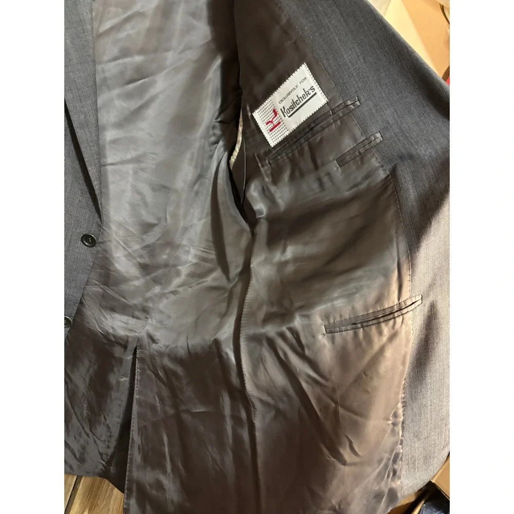 Canali Mens Grey Micro Pattern Two‎ Button Suit Jacket Blazer Made in Italy